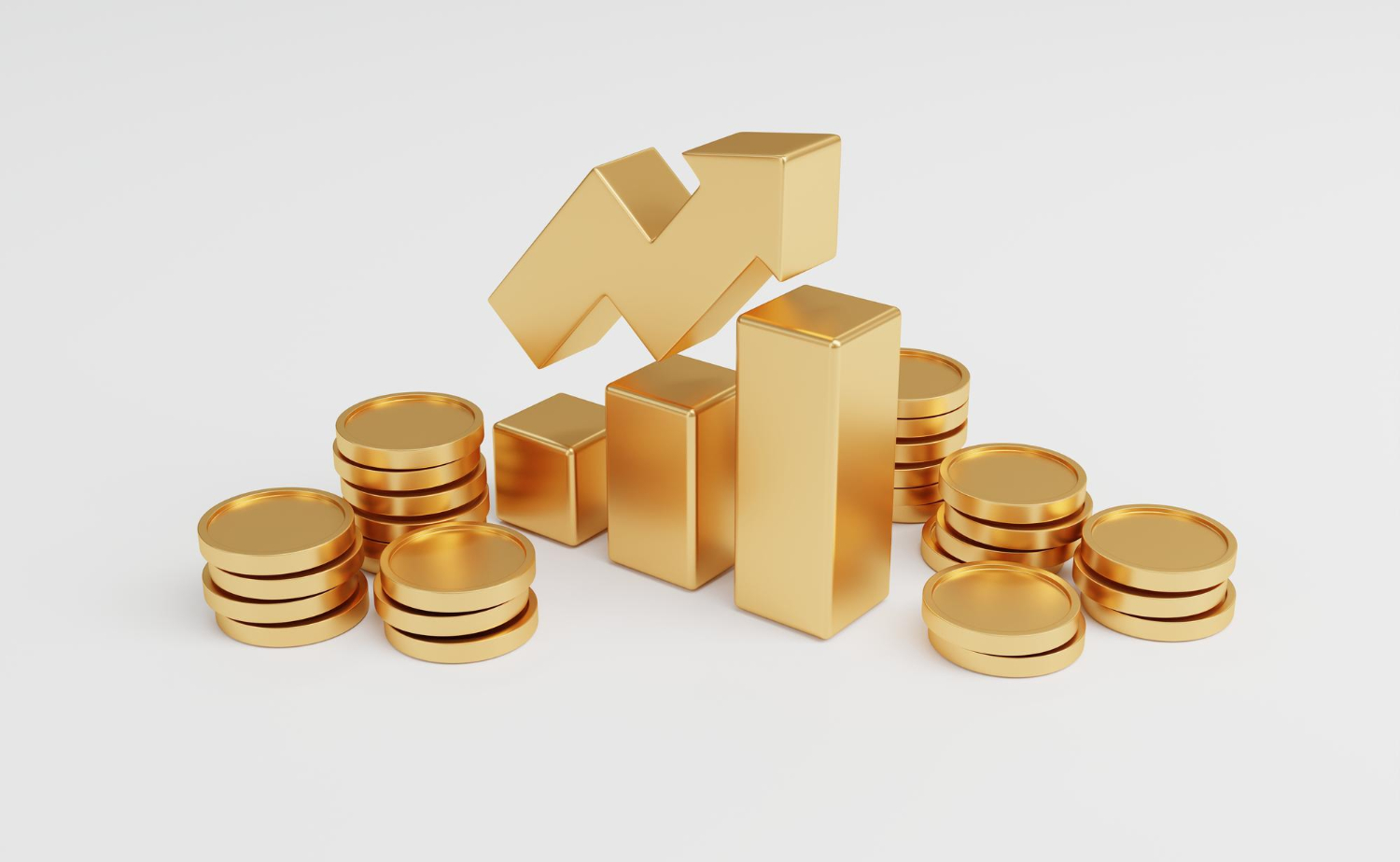 Pile de pièces d'or avec concept de profit